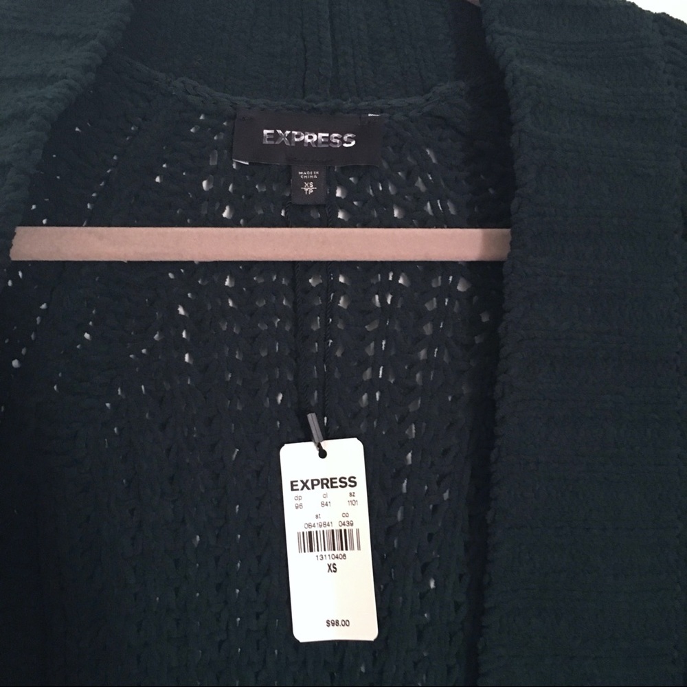 Express Green Cable Knit Cardigan - Picture 4 of 7